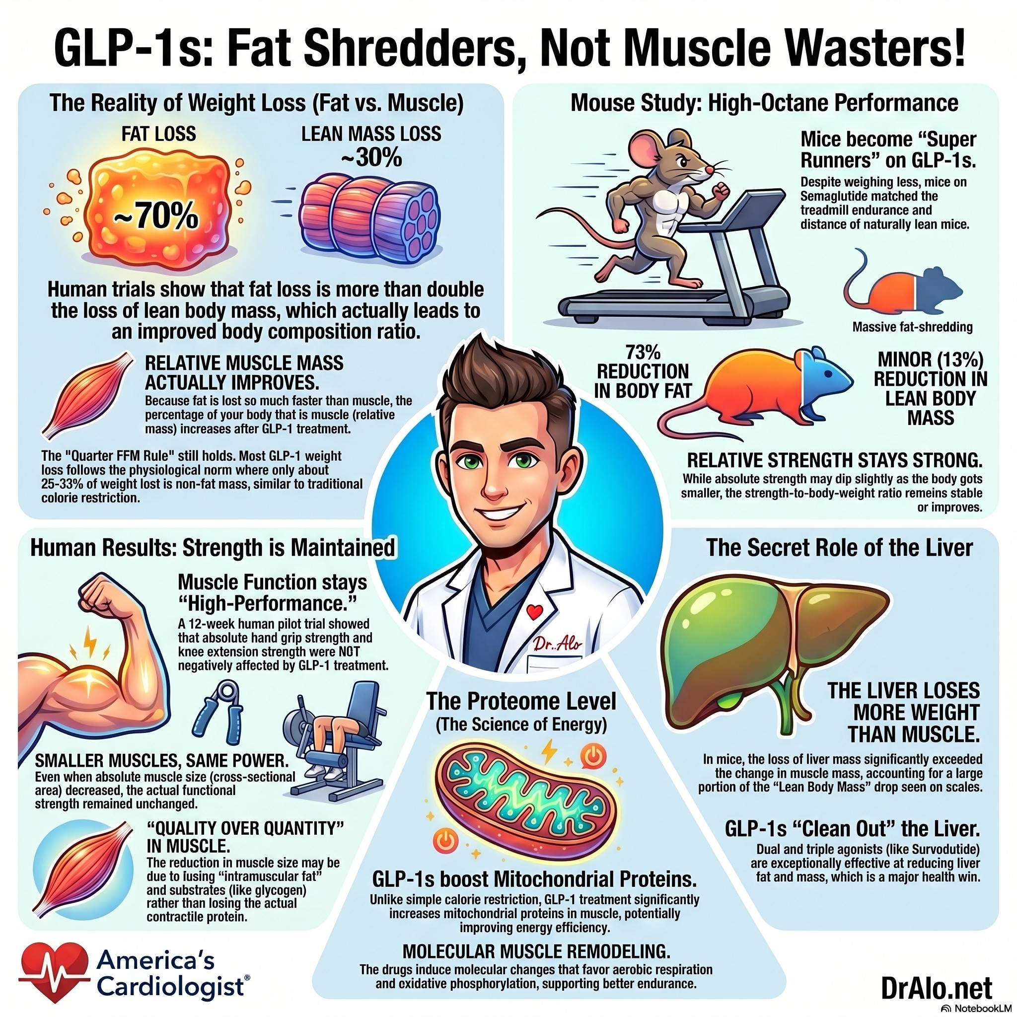 An infographic summarizing research data on lean mass loss and GLP-1 medications.