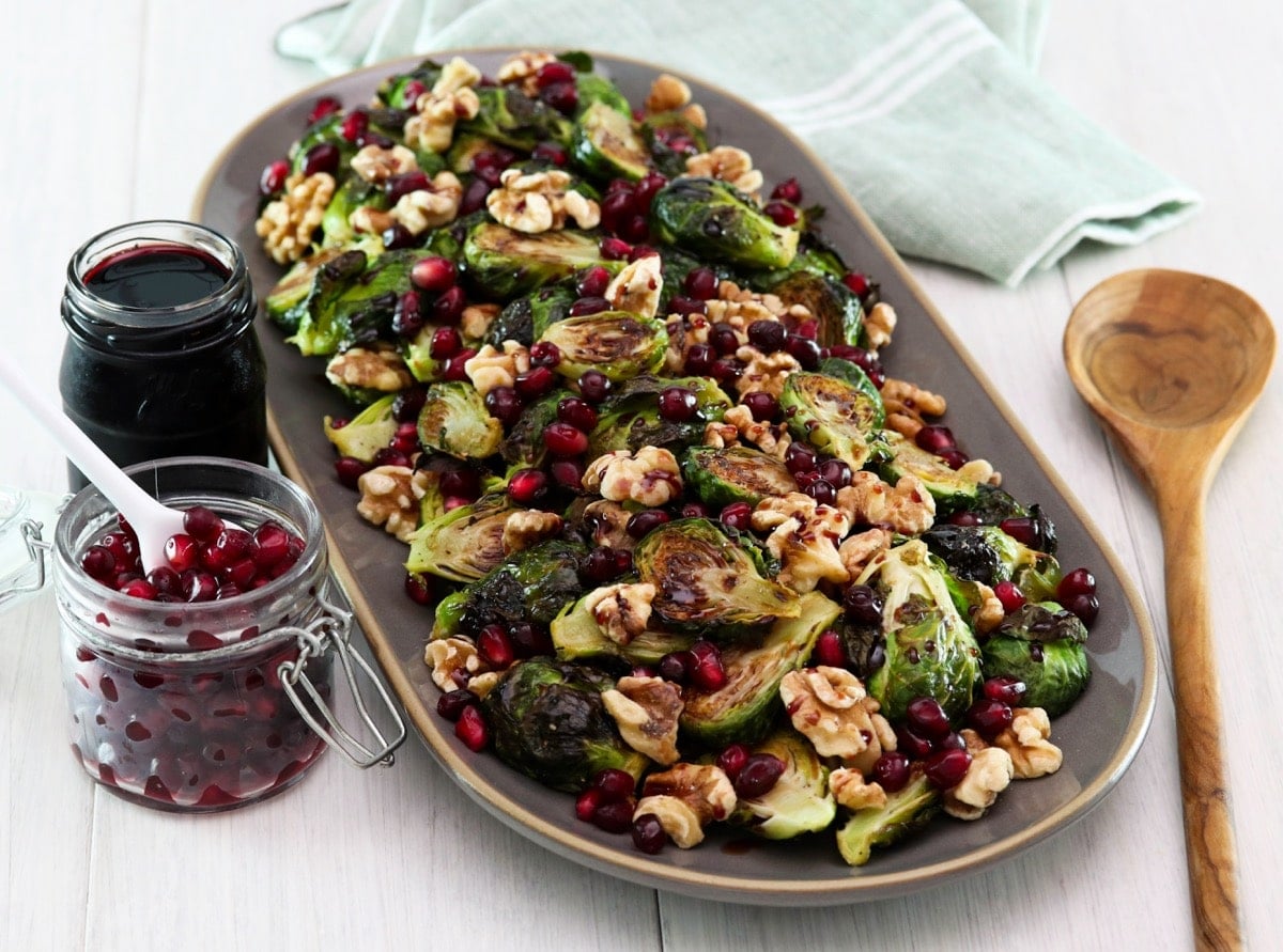Pomegranate Brussels Sprouts with Walnuts Recipe