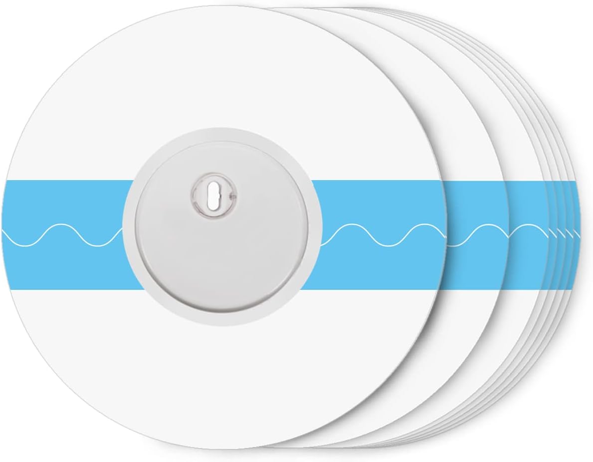 Four transparent waterproof adhesive patches designed to cover CGM sensors.