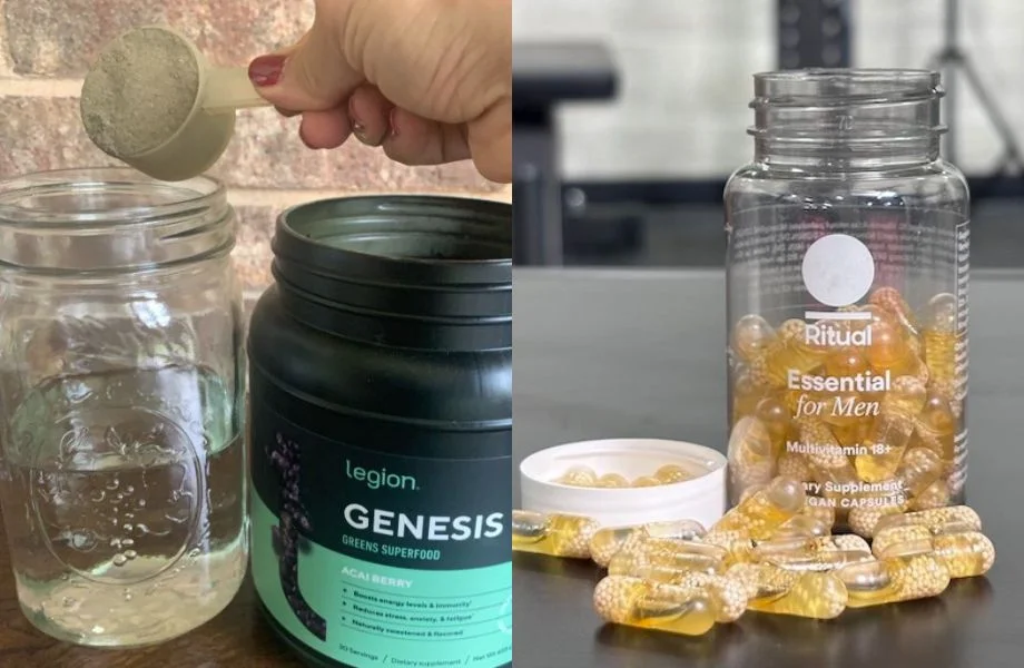 Comparison graphic between greens powders and standard multivitamins.