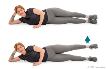 Person performing side-lying hip abduction with focus on form