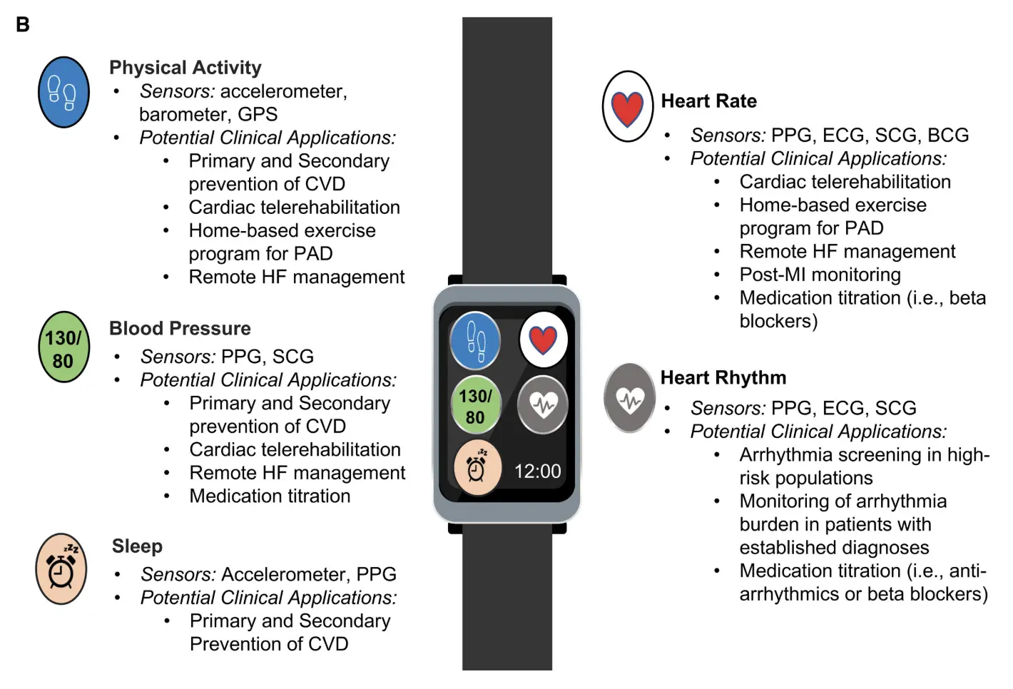 Close-up of an Apple Watch interface displaying heart rate and ECG graph.