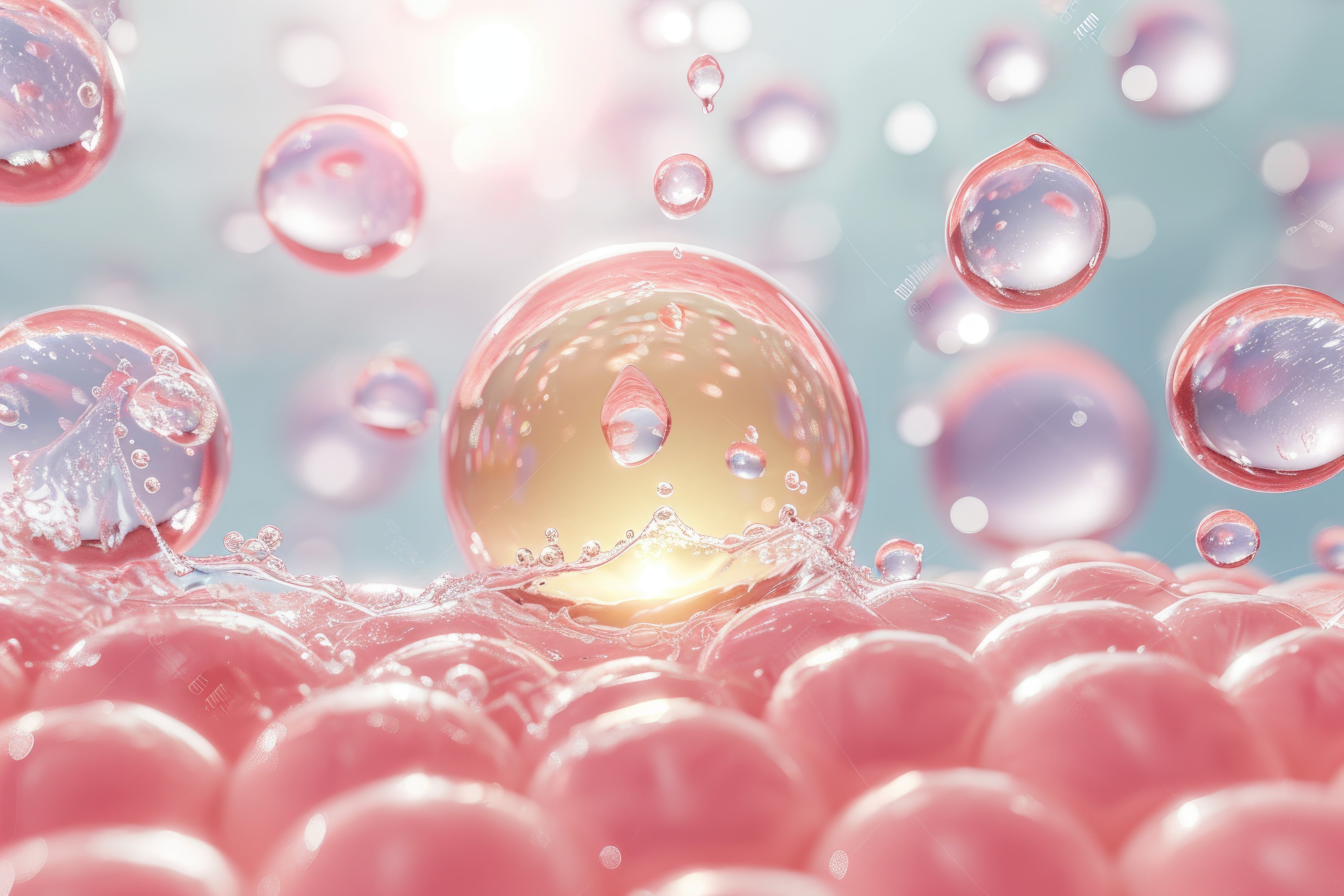 3D visualization of molecular structures representing different sizes of collagen peptides.