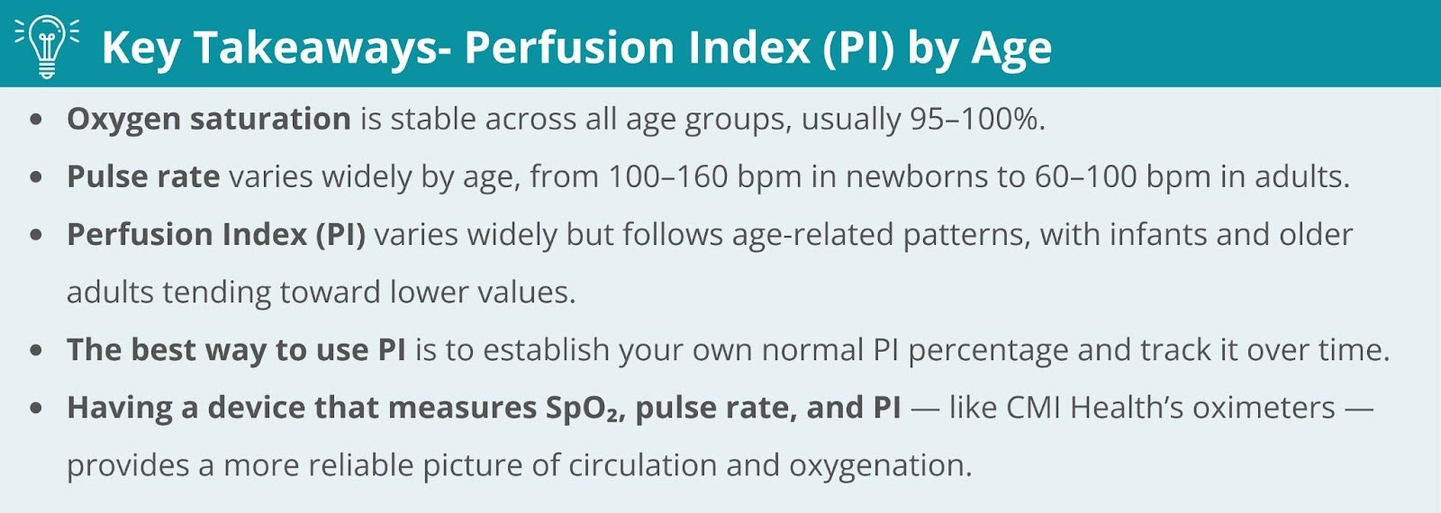A summary graphic covering key health metrics including oxygen saturation, pulse rate, and perfusion index.