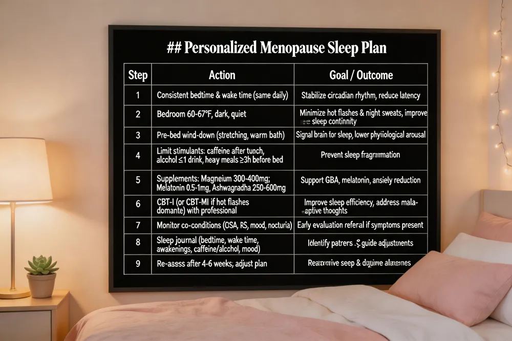A document titled 'Personalized Menopause Sleep Plan' on a desk, representing a clinical approach to treatment.