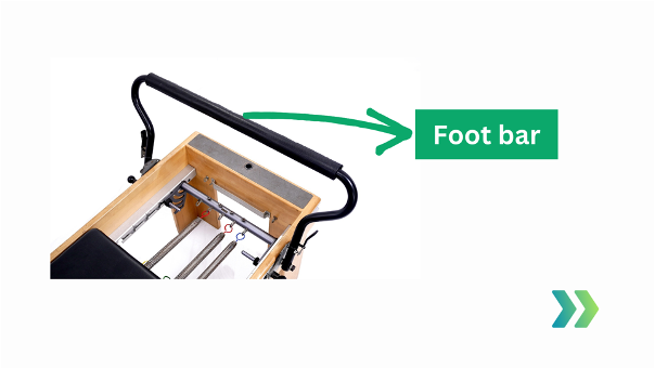 A close-up view of the adjustable metal foot bar on a Heartcore machine.